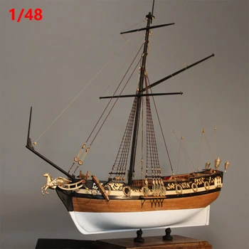 1/48 Набор моделей кораблей из вишневого дерева Британская королевская яхта Уильяма DIY Моделирование парусной модели Собранная игрушка Подарочная коллекция