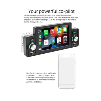 1 Din 5-дюймовый автомагнитола Авто Стерео Bluetooth MP5 плеер с Apple CarPlay Android Auto TF USB FM Touch