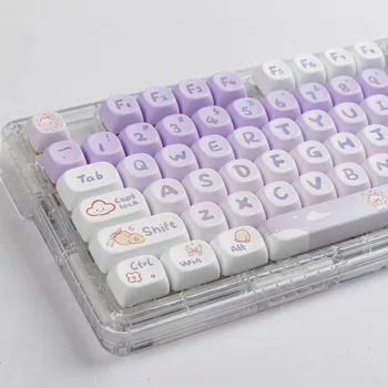 1 комплект фиолетовых градиентных колпачков для ключей кролика PBT сублимация красителя милые мультяшные колпачки для ключей MOA Profile Lightproof Keycap для 61 64 75 96 980