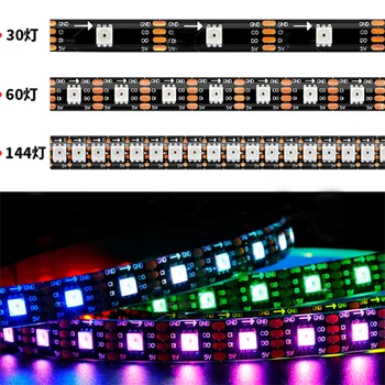 1 м / 5 м Высокая плотность APA107 APA102 Версия обновления RGB Лента HD107S Светодиодная лента Fast PWM 30/60/144 пикселей Черная/белая печатная плата DC5V