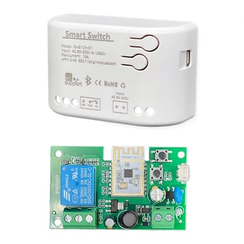 1 шт. Умный Wi-Fi Модуль переключения двигателя Wi-Fi Wi-Fi + Bluetooth 1-канальное реле дистанционного управления Ewelink для Alexa Google Home Белый пластик