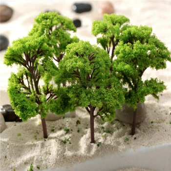 10 шт. 4 см модель деревья пластиковые модели поезда искусственные миниатюрные деревья пейзаж железная дорога украшение здание ландшафтные аксессуары