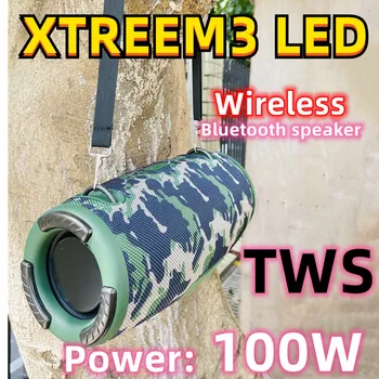 100 Вт портативный водонепроницаемый беспроводной динамик TWS с картой сабвуфера высокой мощности, RGB, красочный вращающийся проблесковый маячок, динамик Bluetooth