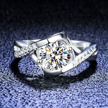 100% натуральные кольца из натуральной платины PT950 Симметричное сердце с круглым обручальным кольцом 0,5 ct / 1ct VVS1 D Цвет Муассанит Бриллиант Для Женщин