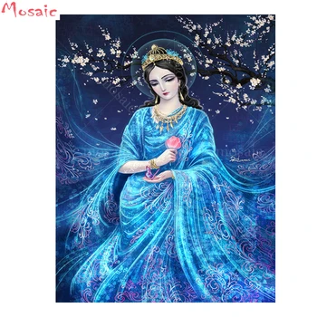 100% полный 5D Diy Даймонд Живопись фея 3D Алмазная вышивка принцесса Горный хрусталь Алмазная мозаика синяя леди Декор Ремесло Диамант