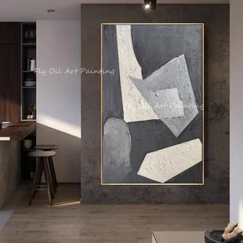 100% ручная работа абстрактный серый холст пейзаж картина современная картина маслом на холсте искусство классический домашний офис Cuadros