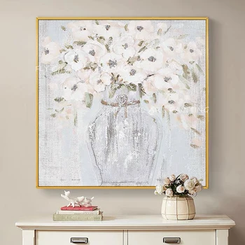100% ручная роспись белый цветок простой чистый масляная живопись на холсте настенные художественные картины для гостиной и офиса украшение подарок