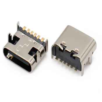 100 шт. 6-контактный разъем SMT Разъем Micro USB Type C 3.1 Гнездо SMD DIP для проектирования печатной платы DIY Сильноточная зарядка