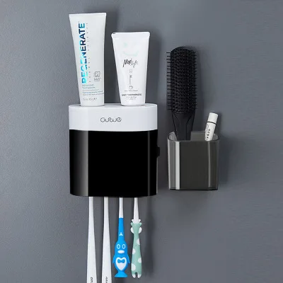 Многофункциональный автоматический соковыжималка для зубной пасты Пылезащитный держатель зубной щетки с магнитной крышкой для наборов аксессуаров для ванной комнаты - 5