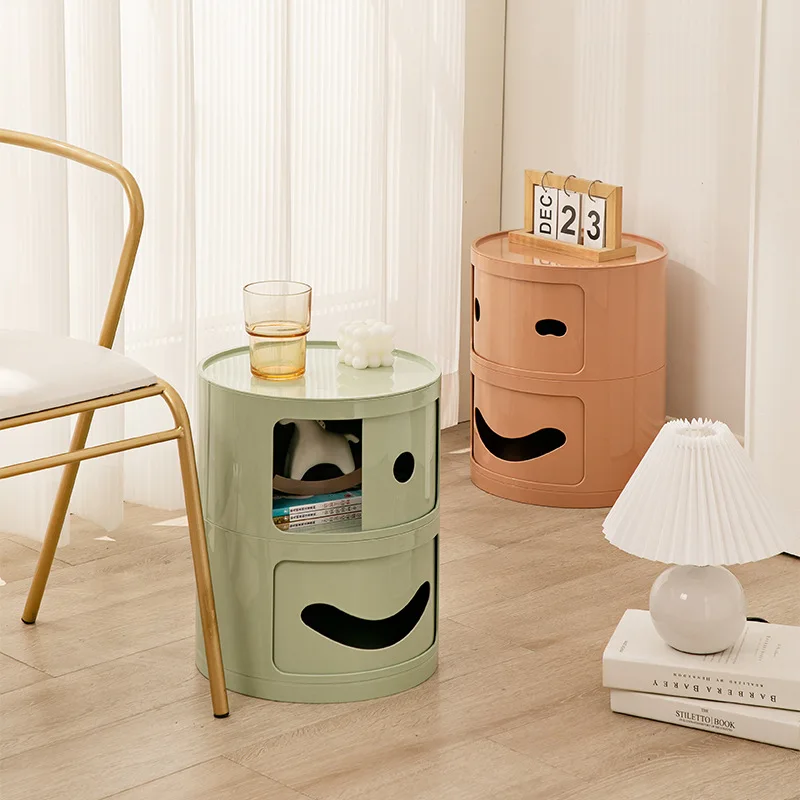  шкаф для хранения Nordic Modern Простая прикроватная тумбочка Круглая мебель для гостиной Спальня Творческая личность Улыбающееся лицо Утюг - 1