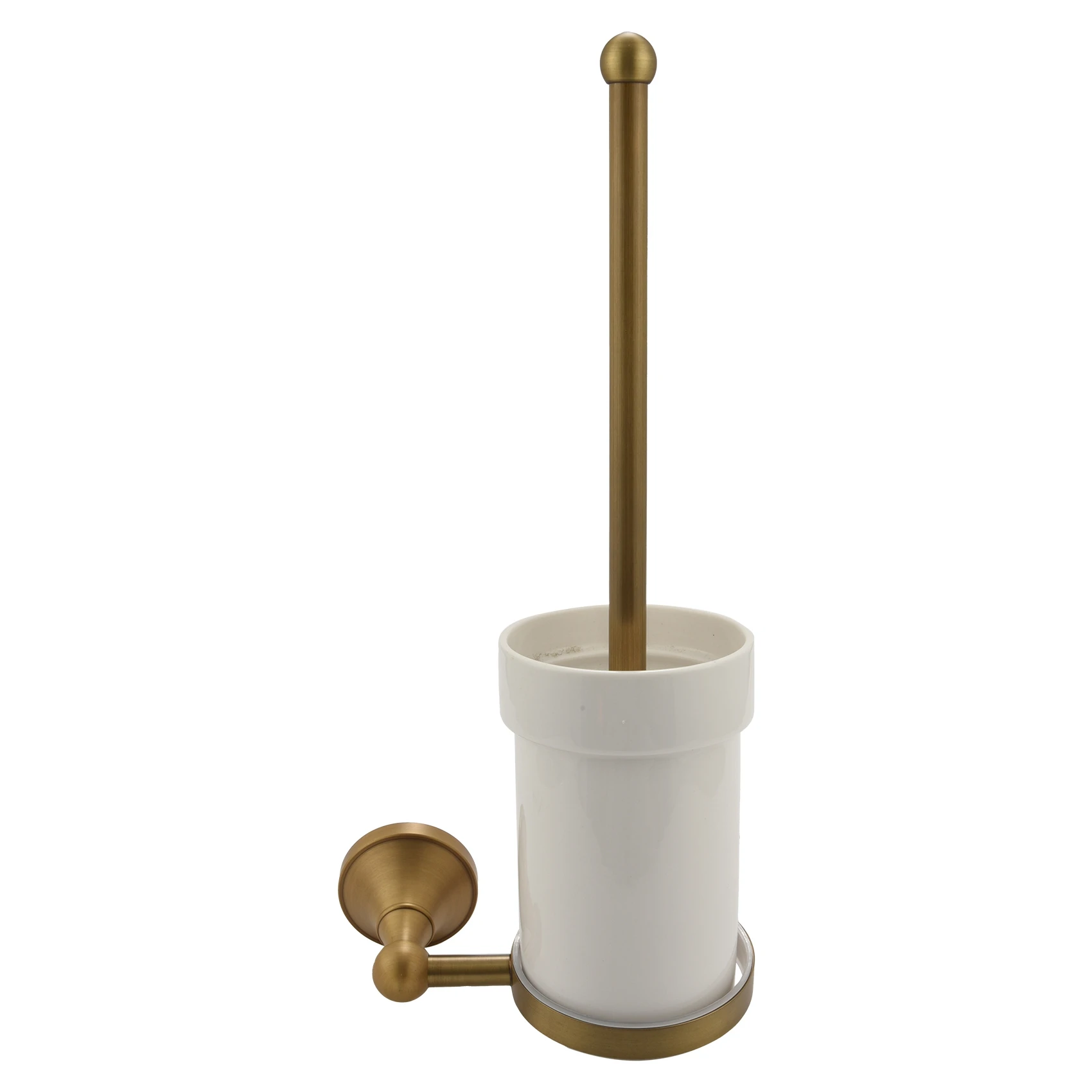  Антикварная латунь Набор туалетных щеток для ванной комнаты Держатель щетки с керамической чашкой - 0