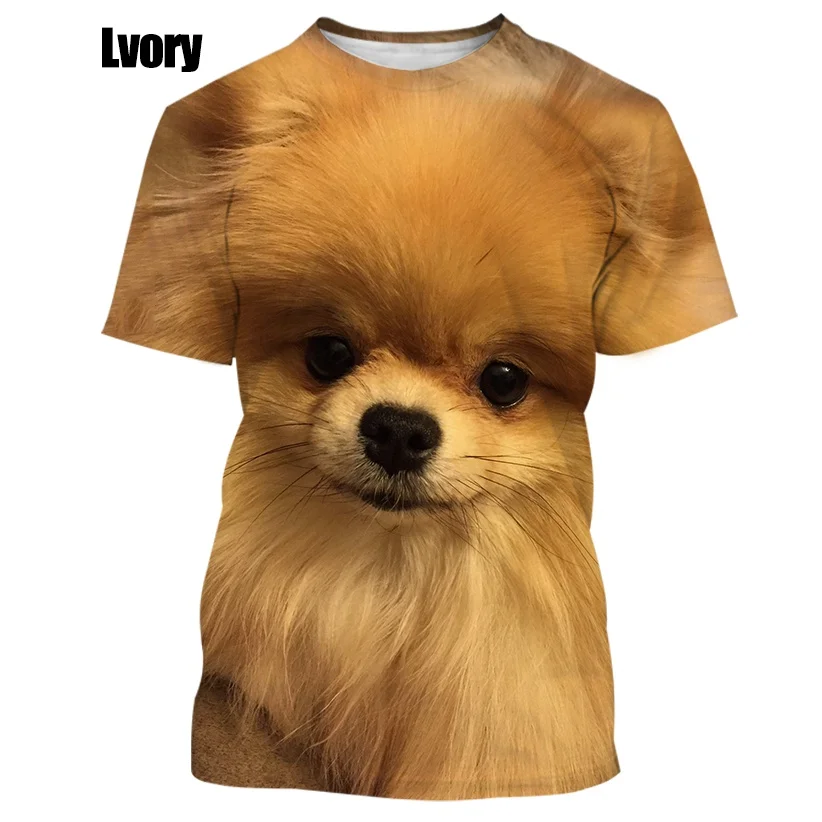2023 Новая летняя горячая распродажа милая и забавная собака померанский шпиц 3D-печать высококачественные мужские и женские футболки топы - 2