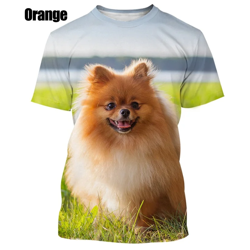 2023 Новая летняя горячая распродажа милая и забавная собака померанский шпиц 3D-печать высококачественные мужские и женские футболки топы - 3