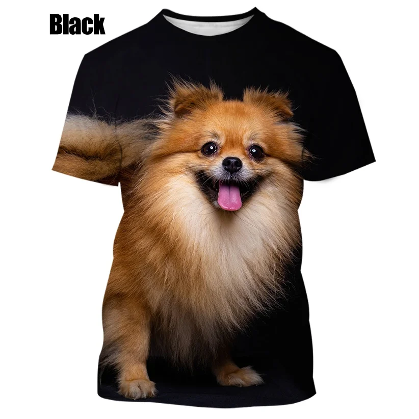 2023 Новая летняя горячая распродажа милая и забавная собака померанский шпиц 3D-печать высококачественные мужские и женские футболки топы - 5