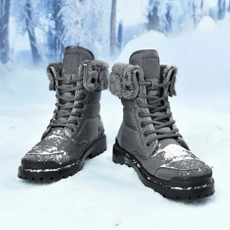 Зимние мужские ботинки Водонепроницаемые Сохраняют тепло Плюшевые зимние сапоги до середины икры На открытом воздухе Мужская повседневная обувь с высоким верхом Большой размер 47 48 - 1