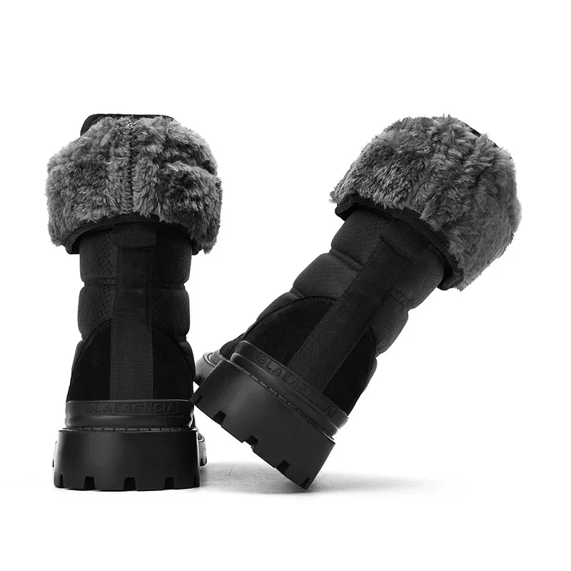 Зимние мужские ботинки Водонепроницаемые Сохраняют тепло Плюшевые зимние сапоги до середины икры На открытом воздухе Мужская повседневная обувь с высоким верхом Большой размер 47 48 - 3