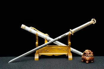 109 см средневековый нержавеющая сталь настоящий меч ручной ковки 7Cr17MOV сталь острая все тан китайское кунг-фу золото гвоздь оружие катана