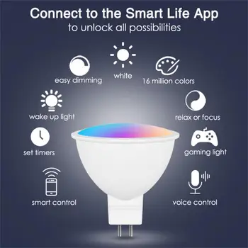 10PC Tuya Smart Homekit WiFi MR16 Умная светодиодная лампочка 12 В RGBCW Лампа с регулируемой яркостью Голосовое управление Siri 5 Вт Прожектор Изменение цвета