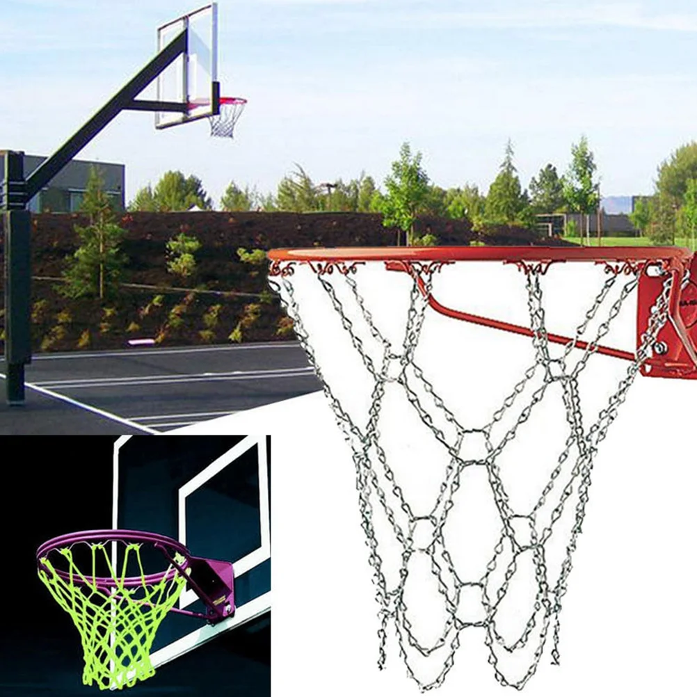 Железная цепь Баскетбольная сетка Профессиональная стандартная сверхмощная сетка для баскетбольных ворот Замена баскетбольной сетки Стальная цепь - 1