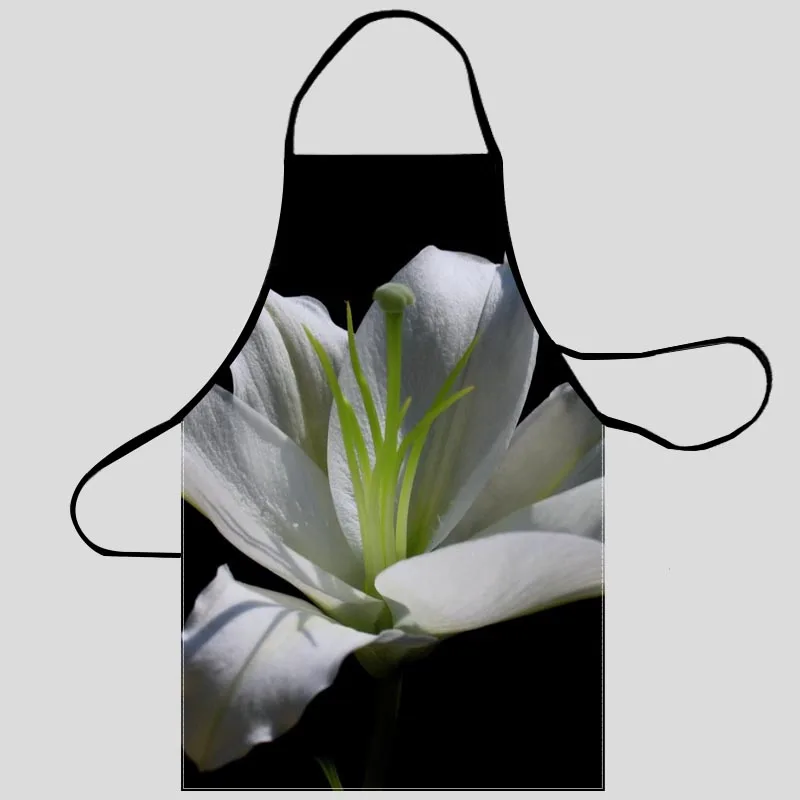 Новые классические цветы Лилия Фартук Кухонные фартуки для женщин Оксфорд Чистка ткани Pinafore Аксессуары для домашней кухни Фартук - 0