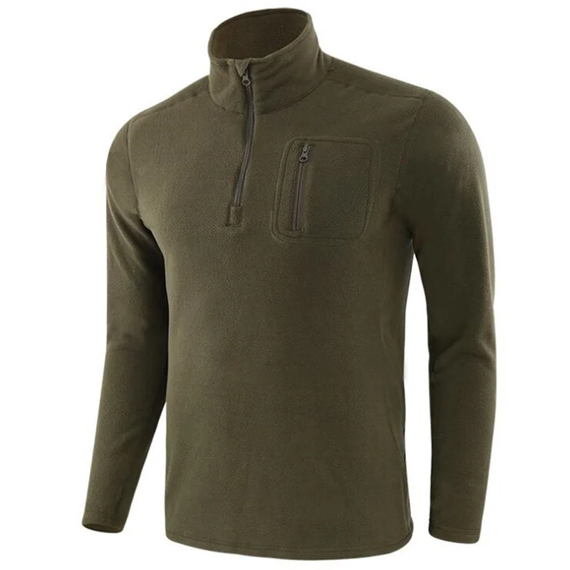 флисовая теплая футболка мужская повседневная осенне-зимняя футболка с длинным рукавом верхняя одежда военная рыбалка тренировочная ветровка рубашки - 0