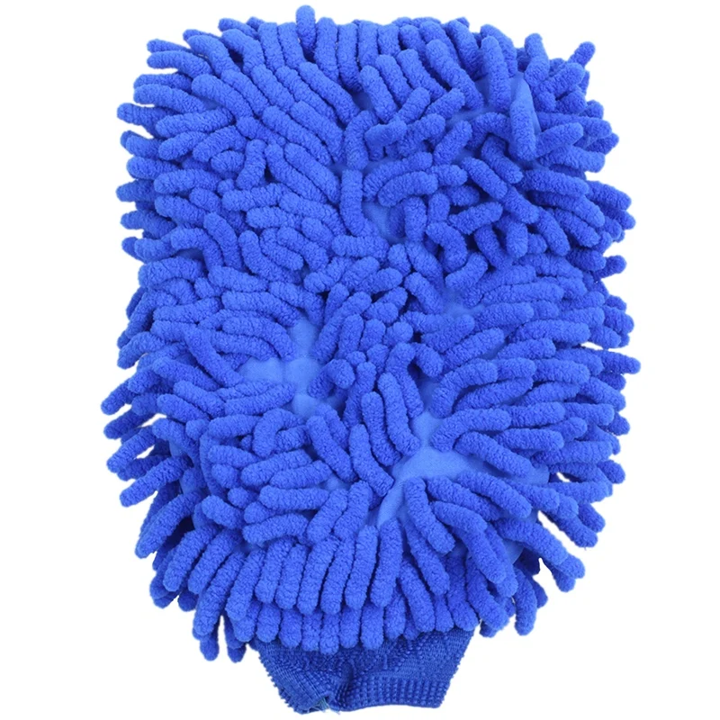 2x Супервпитывающая перчатка из микрофибры из микрофибры и восковая перчатка, рукавицы для автомойки (синие) - 0