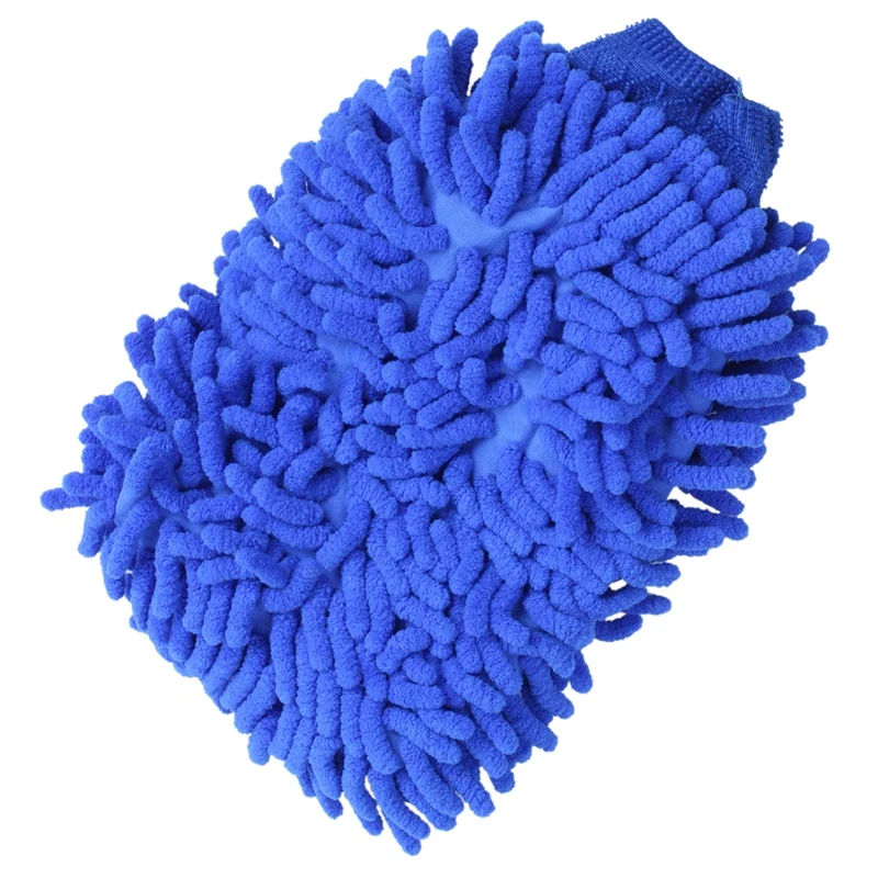 2x Супервпитывающая перчатка из микрофибры из микрофибры и восковая перчатка, рукавицы для автомойки (синие) - 1