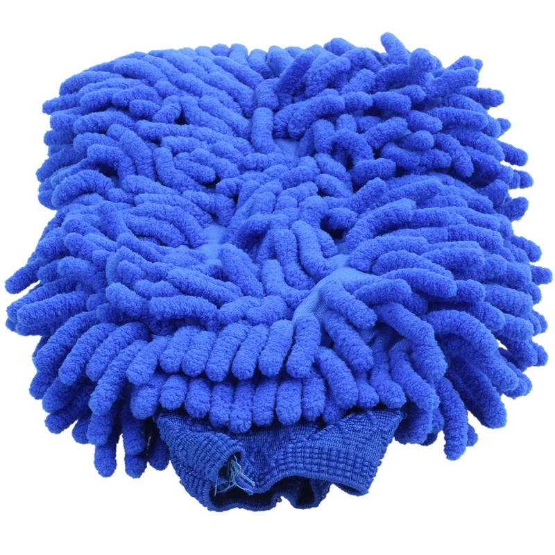 2x Супервпитывающая перчатка из микрофибры из микрофибры и восковая перчатка, рукавицы для автомойки (синие) - 2