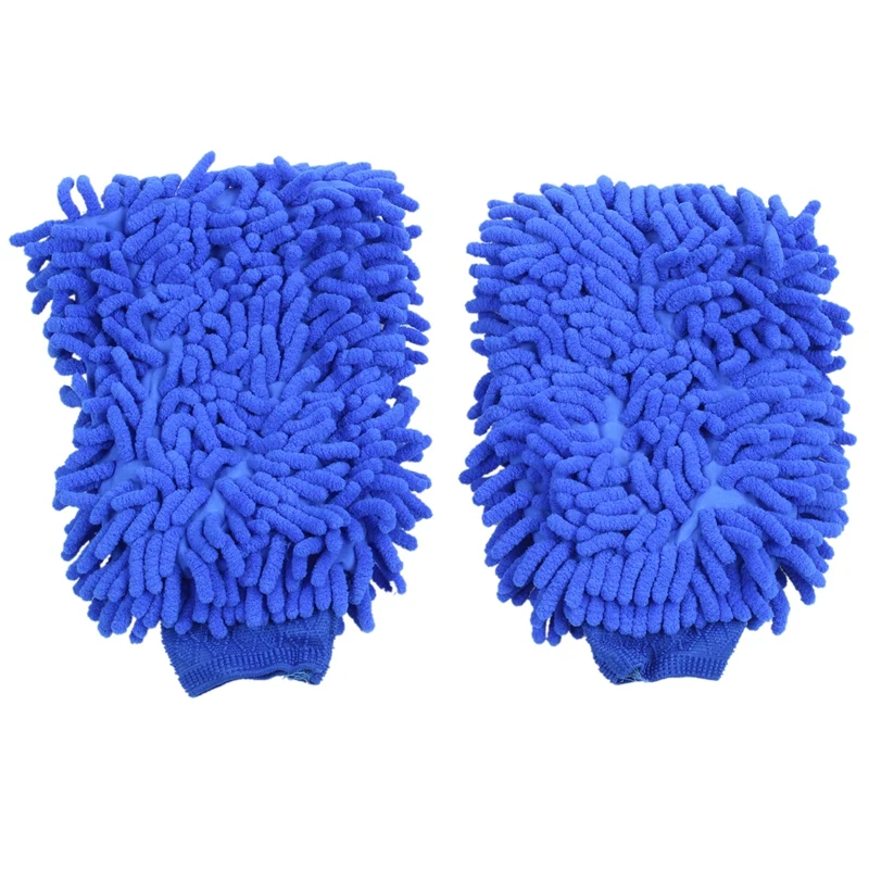 2x Супервпитывающая перчатка из микрофибры из микрофибры и восковая перчатка, рукавицы для автомойки (синие) - 3