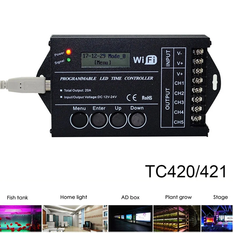 DC 12 В 24 В Wifi RGB Программируемый по времени светодиодный контроллер TC421 5 каналов 20А Программируемый диммер светодиодной ленты с общим анодом - 1