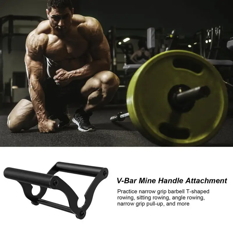 V Bar Multi Grip Фитнес-оборудование Черное крепление для ручки от мины Насадка для рукоятки для мины с резиновой ручкой для сидячего ряда - 3