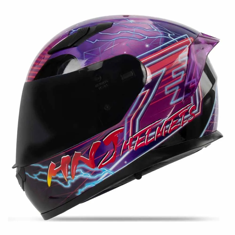 фиолетовая молния Полнолицевые байкерские шлемы Износостойкое мотоциклетное снаряжение Защита головы от падения Дышащий мотокросс Каск - 0