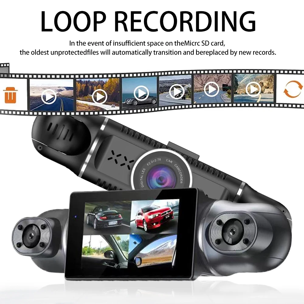 Автомобильный видеорегистратор Видеорегистратор GPS 3.0 '' IPS HD1080P WiFi Ночное видениеLoop Recording 24-часовой монитор парковки Приборная панель Камера Черный ящик - 1