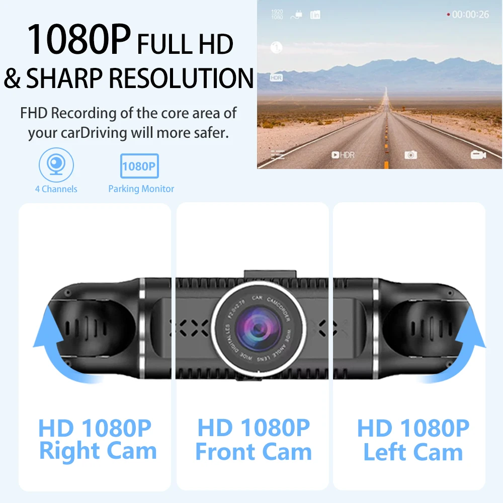 Автомобильный видеорегистратор Видеорегистратор GPS 3.0 '' IPS HD1080P WiFi Ночное видениеLoop Recording 24-часовой монитор парковки Приборная панель Камера Черный ящик - 4
