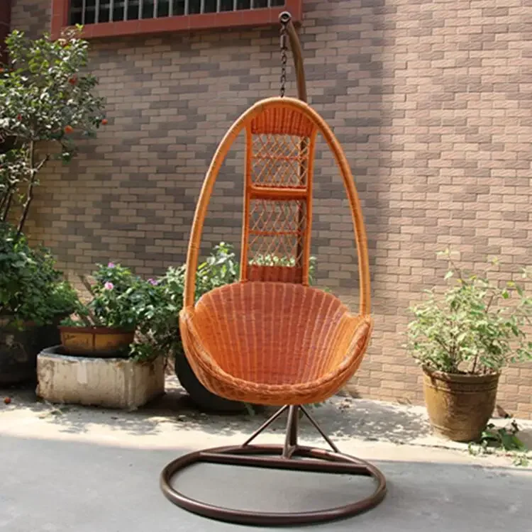 Настоящее кресло из ротанга, подвесное кресло-корзина, подвесное кресло-качели, балкон, отдых, плетеное птичье гнездо из ротанга, кресло-качалка синего цвета - 2