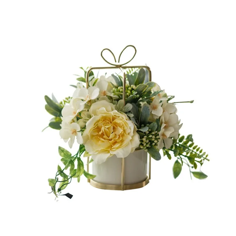скандинавская симуляция цветок искусственный цветок букет домашний декор украшения гостиная украшение стола цветок шелковая ваза свадебные подарки - 1