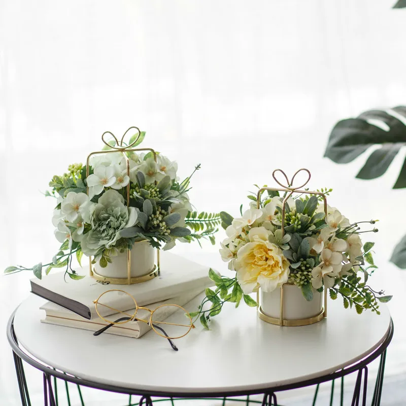 скандинавская симуляция цветок искусственный цветок букет домашний декор украшения гостиная украшение стола цветок шелковая ваза свадебные подарки - 2