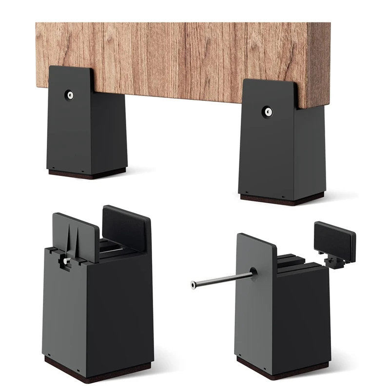  Стояки для кроватей, 4-дюймовые регулируемые блоки стояков для стола с винтовым зажимом 4 комплекта подъемников для стульев для тяжелых условий эксплуатации подходят для ширины 0-2 дюйма Прочный - 0