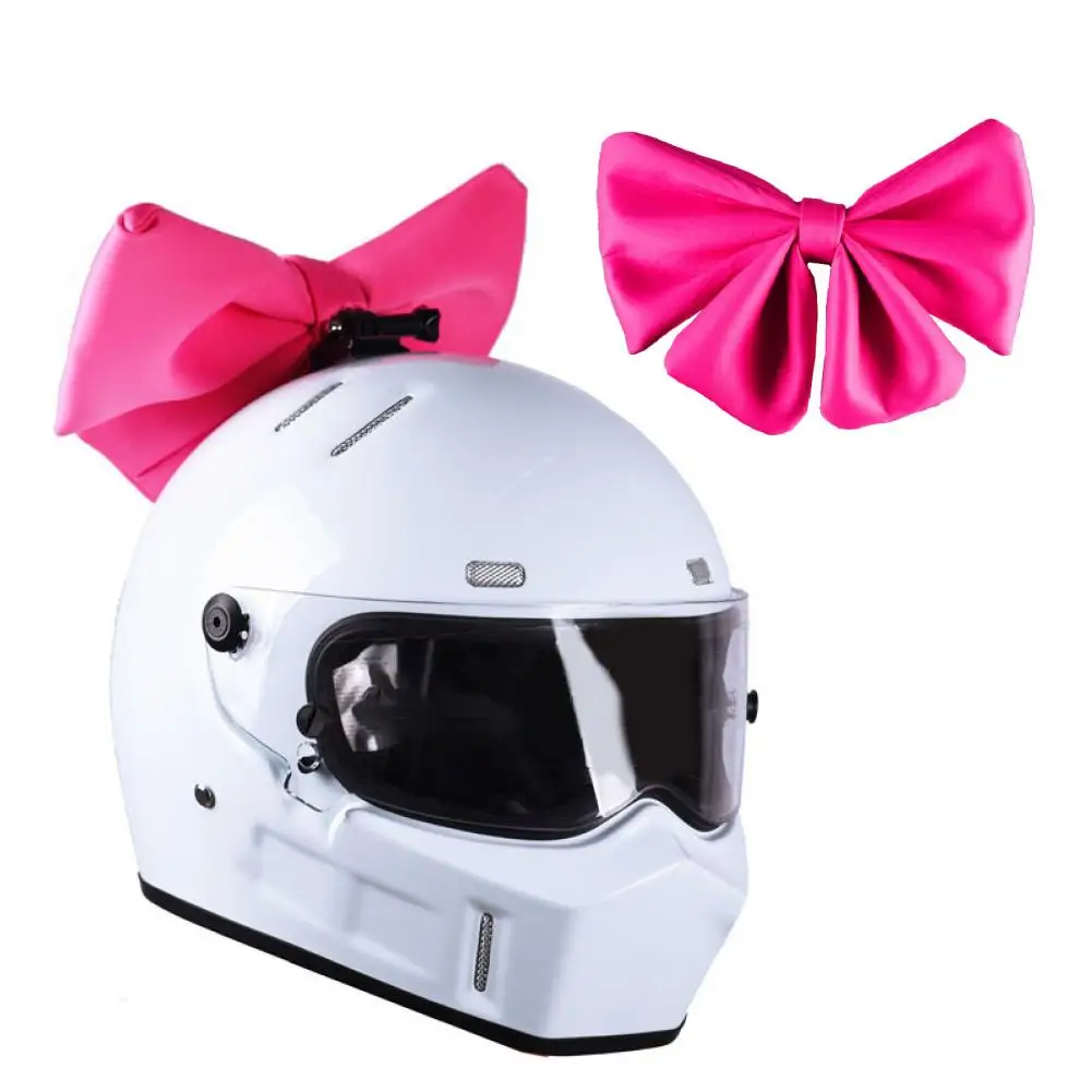Симпатичный декоративный лук унисекс мотоциклетный шлем бант узел изысканный розовый / красный шлем узел бабочки для шлема - 2
