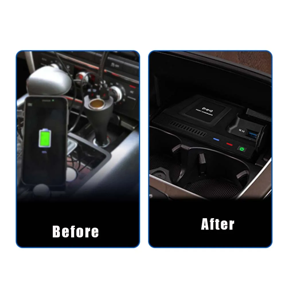 Автомобильное беспроводное зарядное устройство QI Зарядное устройство для телефона Зарядный чехол Pad для Mercedes Benz W205 C Class AMG C43 C63 X253 GLC Class - 5