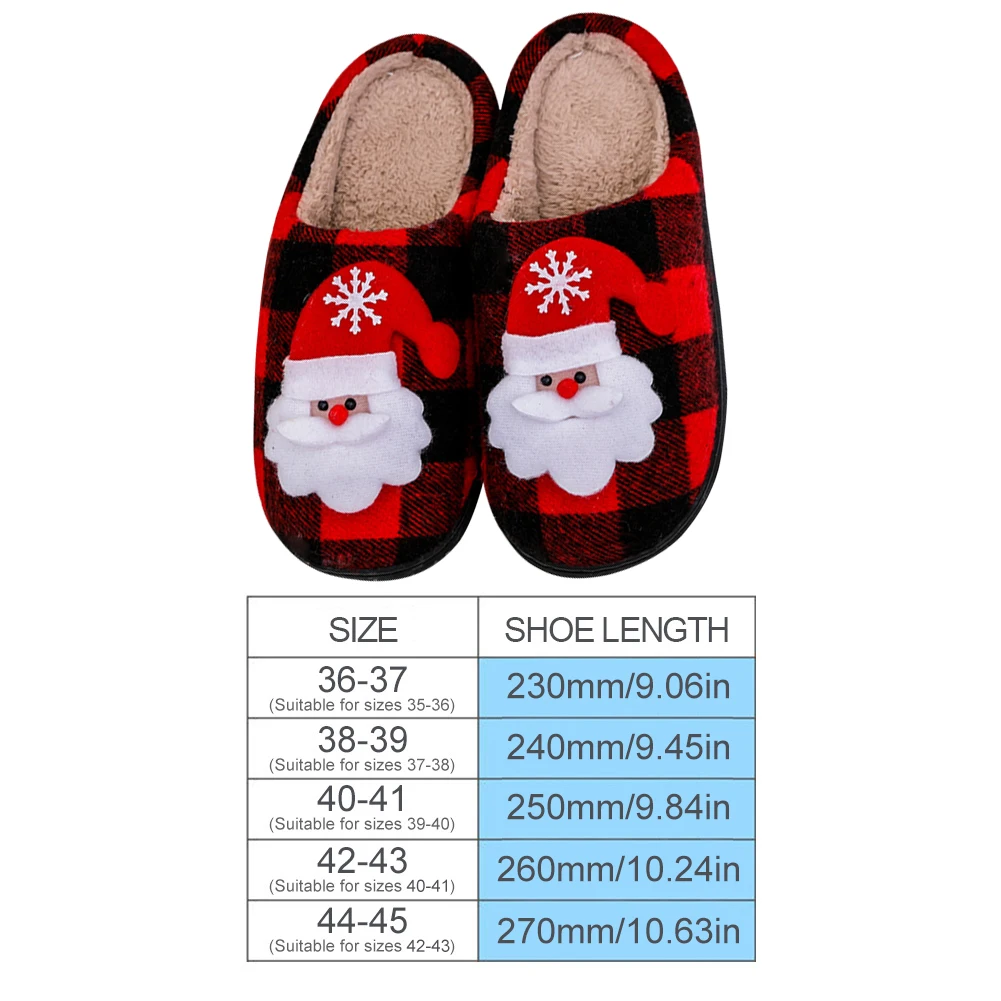 Рождественские пушистые домашние тапочки Мягкие тапочки Санта-Клауса Плюшевые тапочки с закрытым носком Плюшевые слипоны Домашняя обувь для зимы в помещении - 5