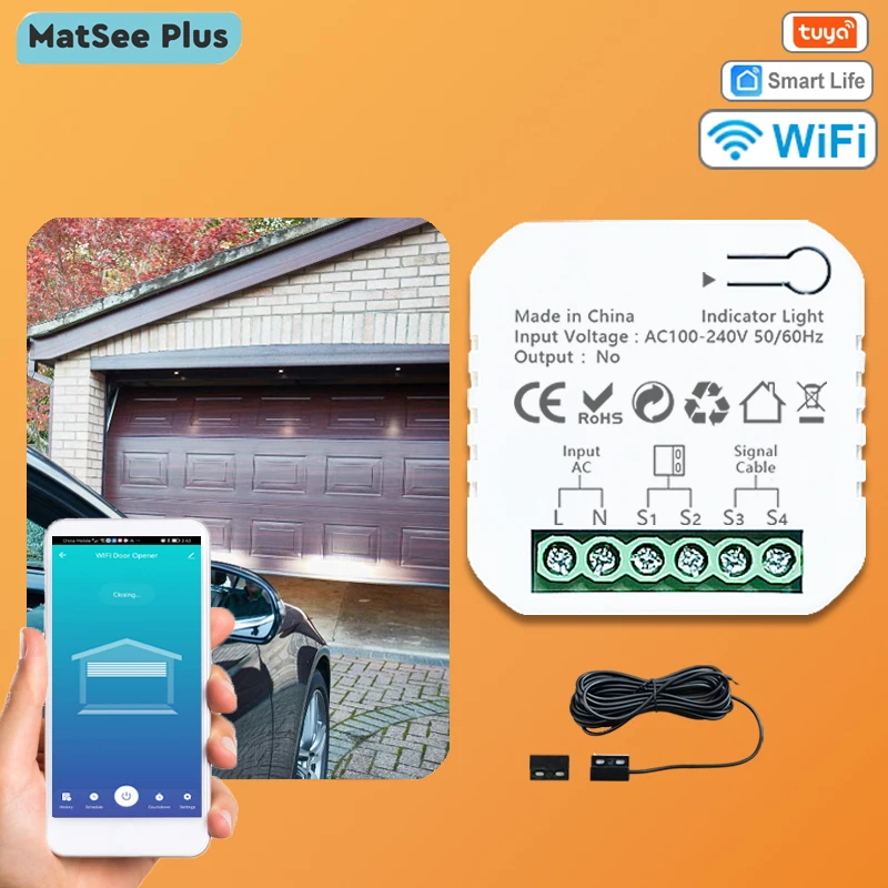 Tuya Smart Life WiFi Контроллер открывания гаражных ворот с датчиком Приложение Dry Contact Дистанционное управление Поддерживает Alexa Google Home - 0