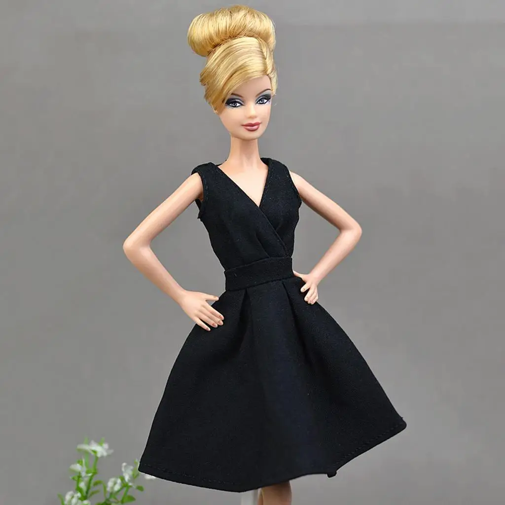 Черное кукольное платье без рукавов для 1/6 кукол БЖД для аксессуара для кукол Блайт - 1