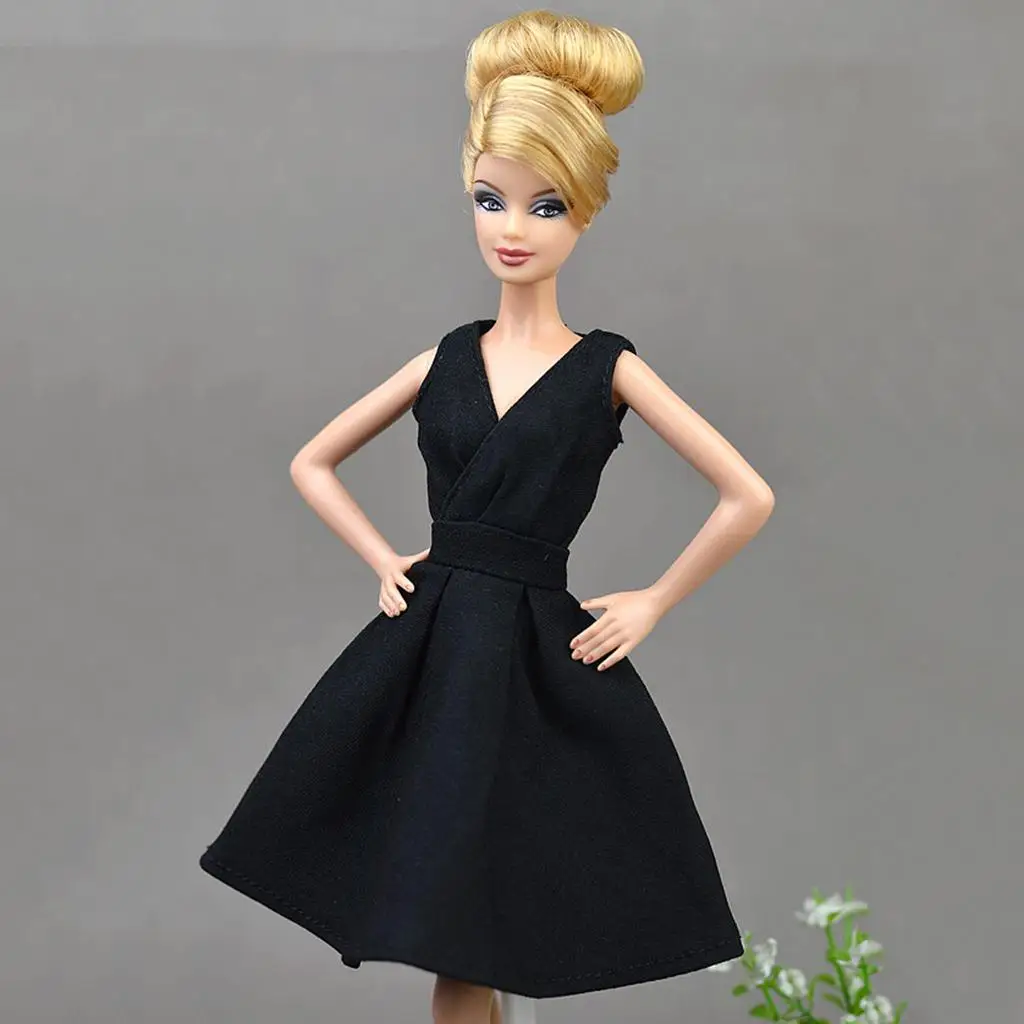 Черное кукольное платье без рукавов для 1/6 кукол БЖД для аксессуара для кукол Блайт - 4