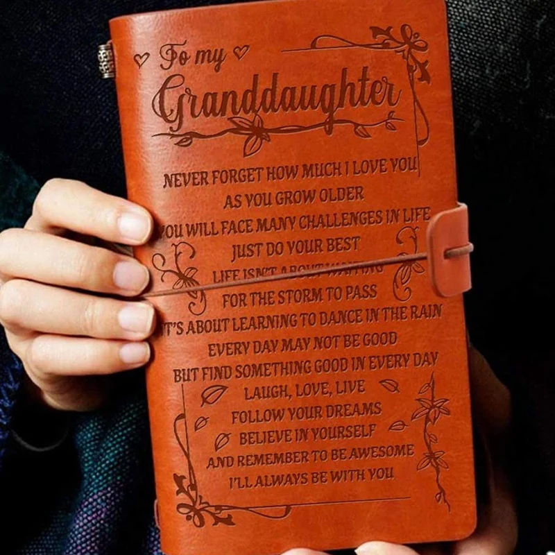  Журналу моей внучки, 100-страничный многоразовый блокнот в кожаной обложке в стиле ретро, подарок на выпускной для девочек - 4