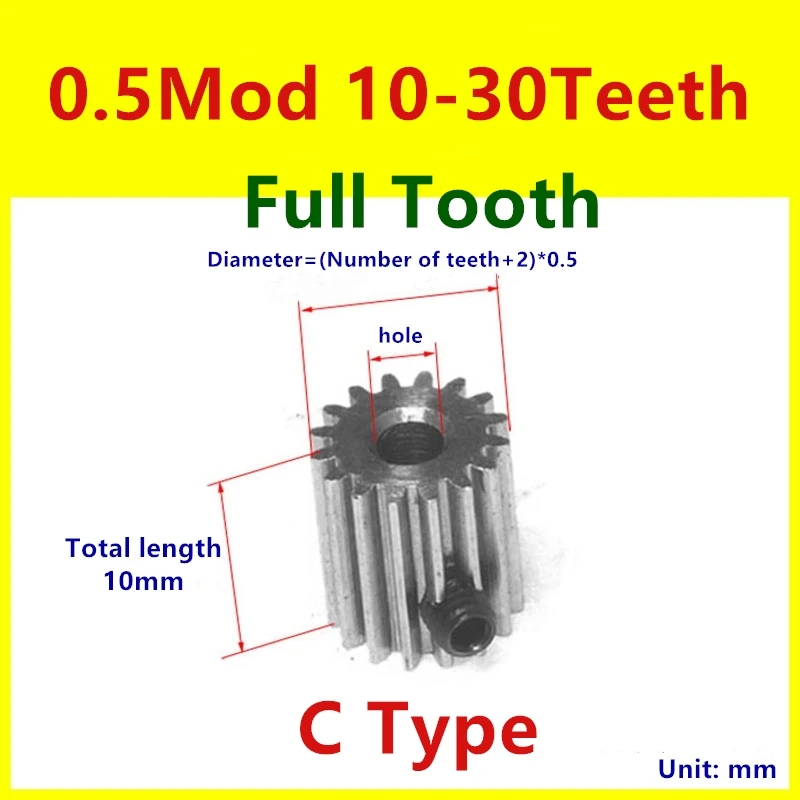 1 шт. 0,5 мод Полные зубья 10Т 15Т 25Т углеродистая сталь 4OCr прецизионная цилиндрическая цилиндрическая прямозубая шестерня Аксессуары для трансмиссии 0,5 м Тип C - 0