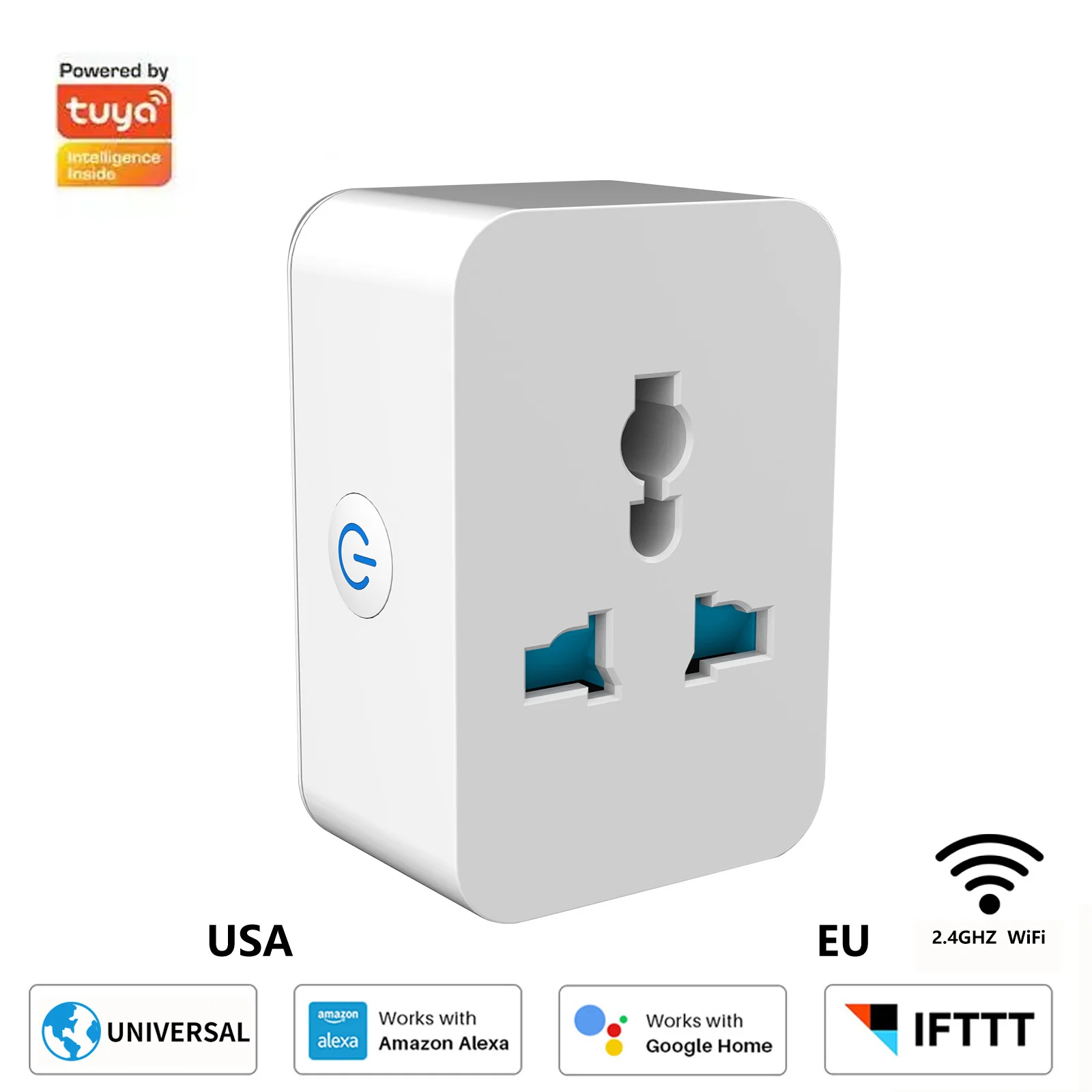 15A Tuya WiFi Smart Socket 3 отверстия Хронометраж Многофункциональный конверсионный разъем Беспроводной переключатель Bluetooth Универсальный конвертер вилки - 0
