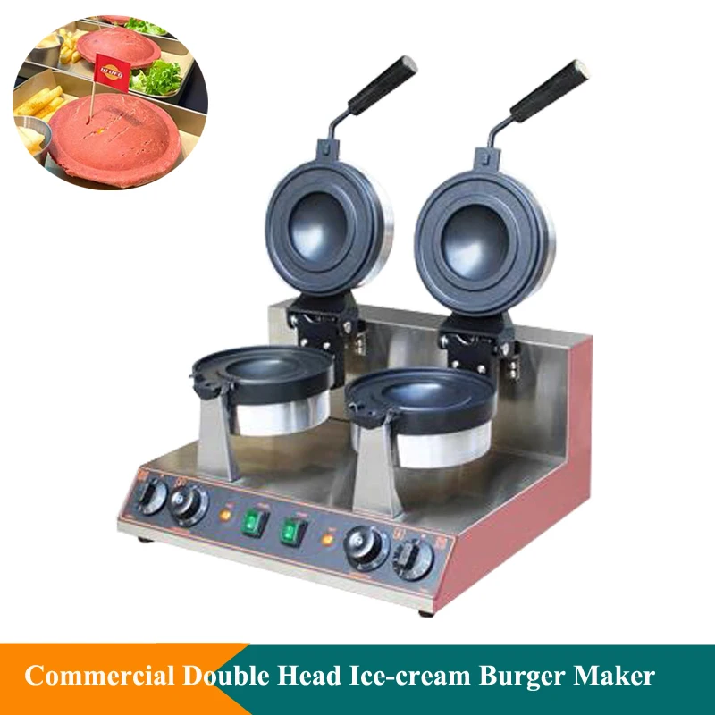 Популярная уличная закусочная Ротационная машина для бургеров с двойной головкой Электрическая хлебопечка для наполнения мороженого - 0