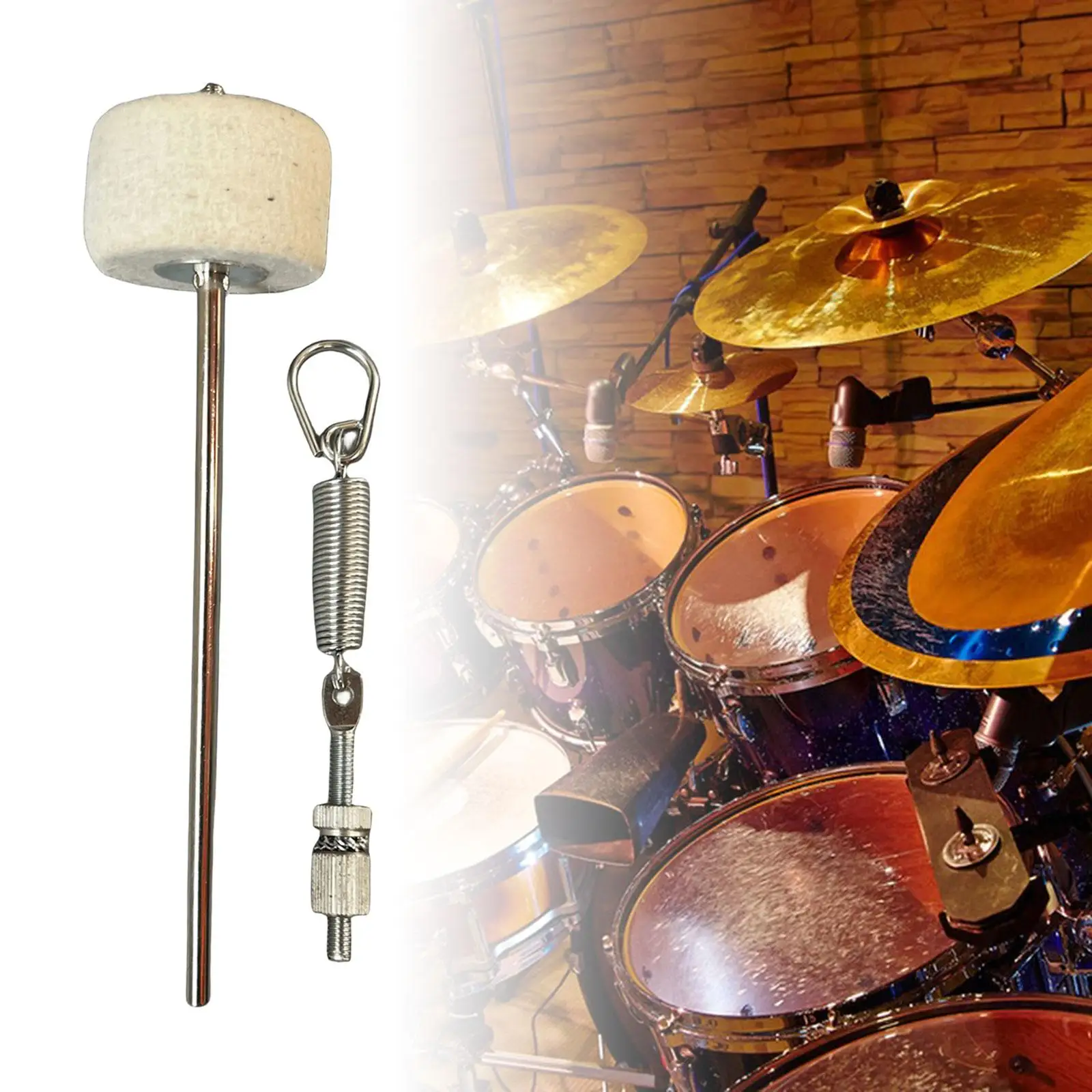 Войлочный бас-барабан с педалью бас-барабана Пружинный перкуссионный инструмент Натяжитель барабанных наборов Аксессуары для перкуссионных инструментов - 4