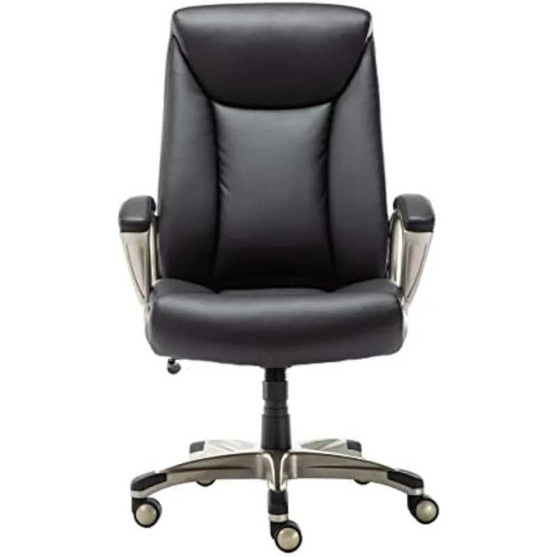 Basics Bonded Leather Big & Tall Executive Office Computer Desk Chair, вместимостью 350 фунтов, черный, 29,5 дюйма (Г) x 27,25 дюйма (Ш) x 47 дюймов (В - 0